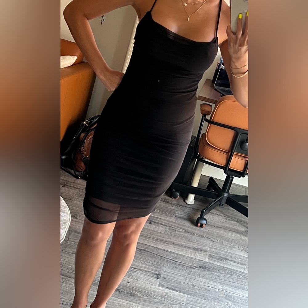 Bebe Ruched Mesh Mini Dress - Picture 5 of 5